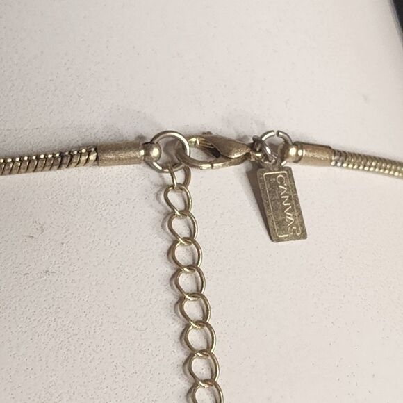 Canvas Gold Tone & Gray Fringe Necklace - Picture 5 of 5